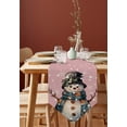 thumbnail image 4 of Table Runner Dresser Scarves Winter Christmas Snowman with Scarf Cotton Linen Burlap Table Cover Snowflake on Pink Burlap Table Runners for Family Kitchen Dining Holiday Party Banquet Decor, 4 of 5
