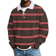 thumbnail image 1 of Ceisia Men's Vintage Waffle Knit Polo Sweater | Loose Drop-Shoulder Color Block Striped Long Sleeve Pullover Gifts, 1 of 5