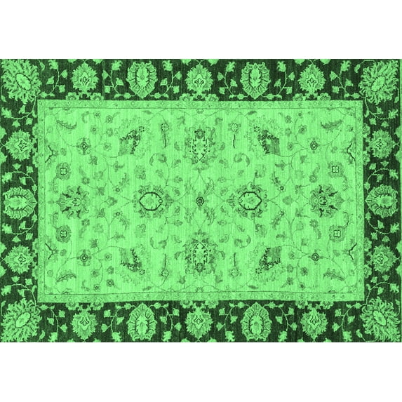 Ahgly Company Indoor Rectangle Abstract Emerald Green Modern Area Rugs, 8' x 10'