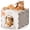 B-Beige-Indoor Cat House, variant on Heated Outdoor  House Outside Cats House: Insulated Heated Cathouse with Heating Pad, Anti-Peep Curtains Indestructible Outdoor   for Cats, Medium