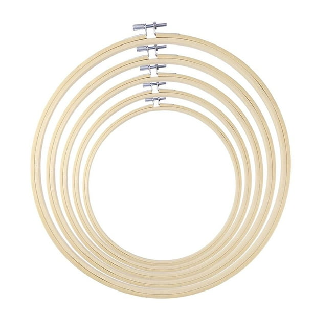 Paquete de 5 aros de bambú redondos de varios tamaños para punto de cruz, accesorios para marcos Tipo 1