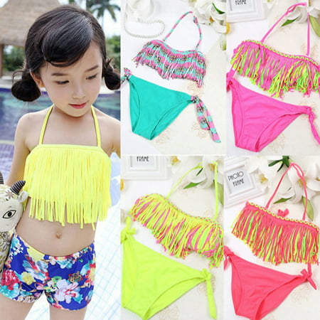 Kids Girls Swimming Bikini Costume Swimwear Swimsuit Beach Clothes Clothing