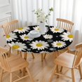 thumbnail image 3 of Daisy Floral Round Tablecloth with Elastic Edge, Easy Clean Table Cover for Dining Room and Garden, Fits 44-52 Inch, 3 of 7