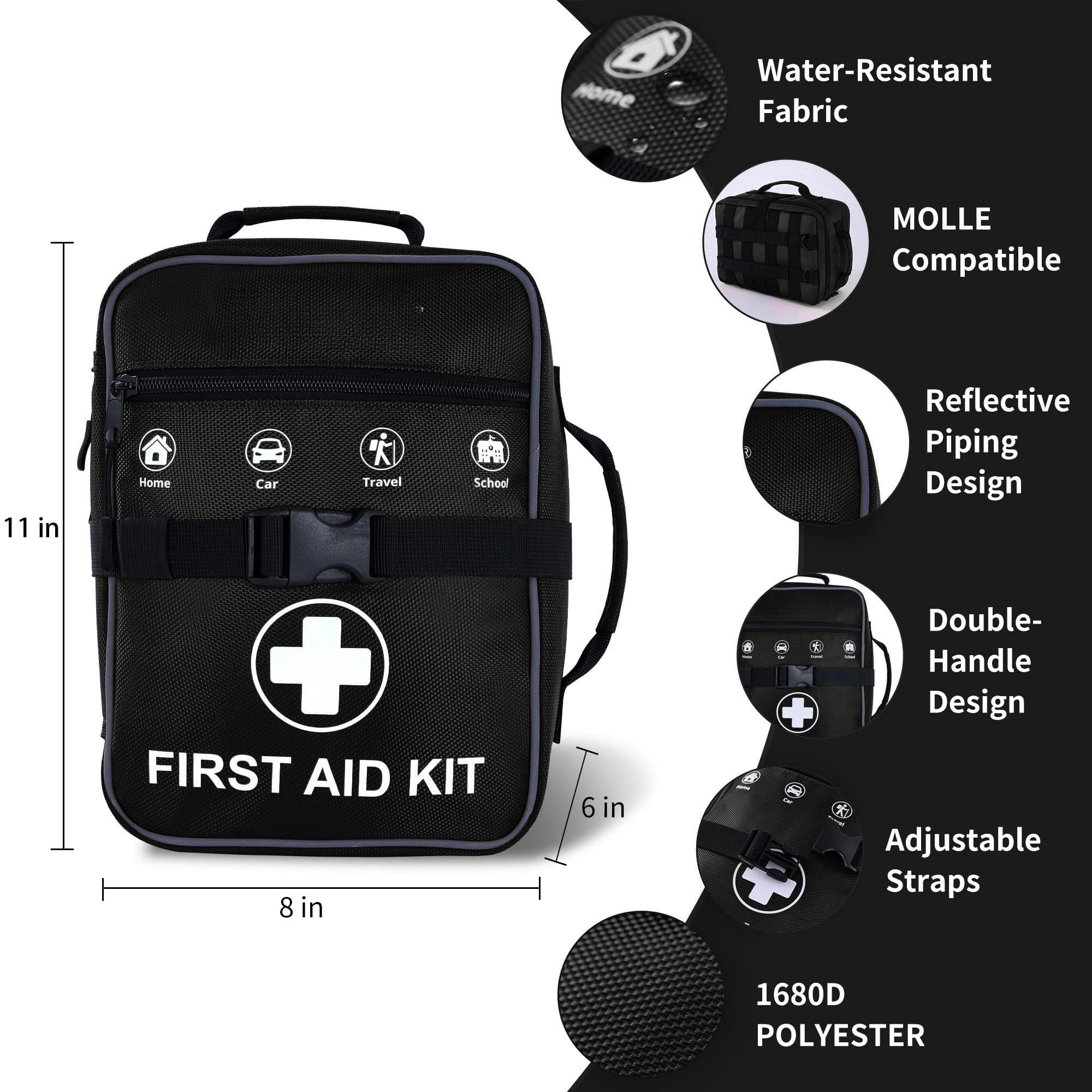 520 Pieces First Aid Kit - Large Emergency For  Car Home Travel Camping Backpack Hiking School (black)