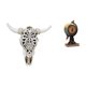 thumbnail image 1 of Escultura colgante de pared con cabeza de toro tribal y figura de globo terráqueo, reloj de mesa moderno, adorno artesanal para oficina, decoración de, 1 of 8