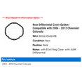 thumbnail image 2 of Rear Differential Cover Gasket - Compatible with 2004 - 2012 Chevy Colorado 2005 2006 2007 2008 2009 2010 2011, 2 of 2
