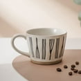 thumbnail image 3 of Cute Ceramic Coffee Mug Ceramic Breakfast Cup With Line Pattern Hand Printed Mug Design 12 oz Retro Coffee Mug C, 3 of 9
