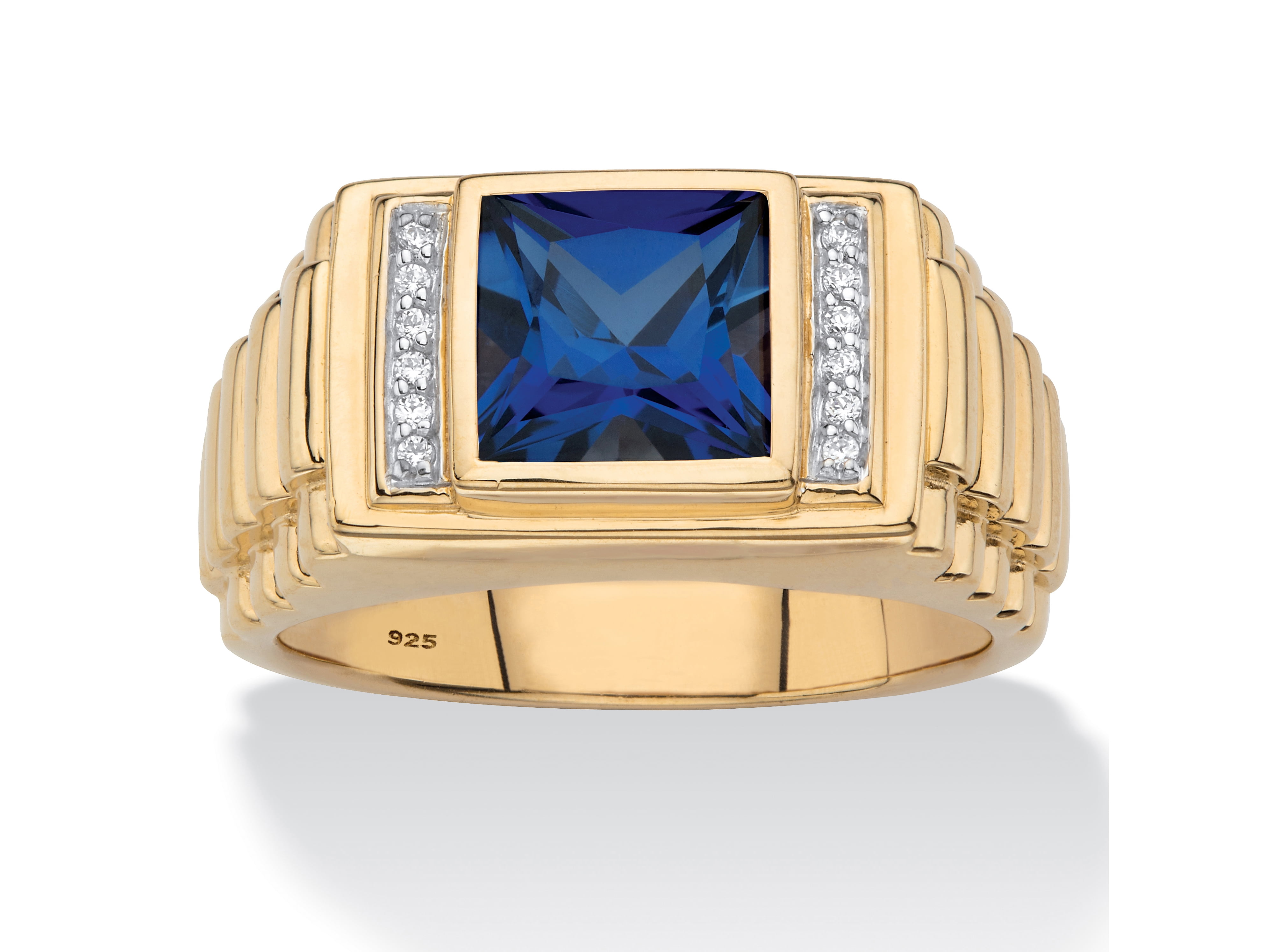 PalmBeach Jewelry Men's Square-Cut Created Red Ruby or Blue Sapphire ...