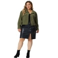 thumbnail image 3 of DARING DIVA Women's Plus Size Button Down Long Sleeve Shacket Jacket 3X Army Green, 3 of 6
