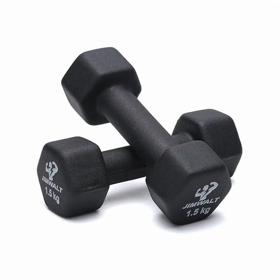 JIMWALT Now in INDIA Exclusive range of Neoprene Dumbbells 0.5KG to 10KG (1.5KG (BLACK))