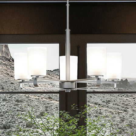 Luxury Modern Chandelier, 18.625H x 24W, with Modern Farmhouse Style, Brushed Nickel, UHP4100 by Urban Ambiance