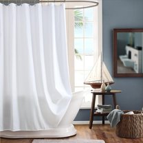 White Shower Curtain, Waterproof White Fabric Shower Curtains for Bathroom Hotel Quality Bathroom Shower Curtains, Machine Washable, 72" W x 72" H