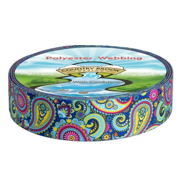 Country Brook Design® 2 inch Bright Paisley Polyester Webbing, 5 Yards