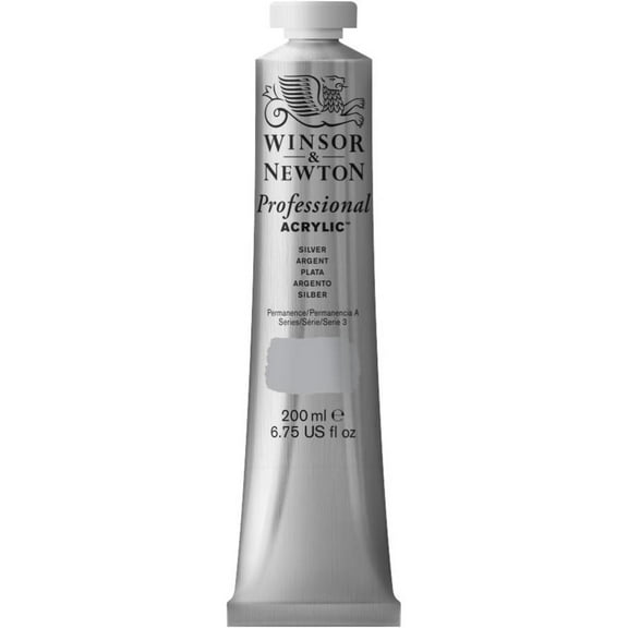 Winsor & Newton Artists' Acrylic Color, 200ml Tube, Silver