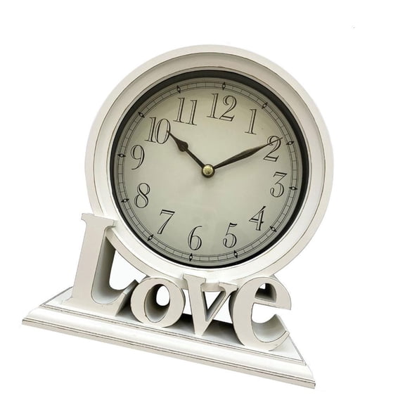 Yammee Modern Quiet Mantels Clock Retro Love Letter Desk Clock No Ticking Battery Operated Clock for Professional and Students