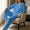 Blue women's two piece lounge set a1, variant on sdhkgrrt Women's 2 Piece Pajama Set Solid Collared Long Sleeve Top Drawstring Waist Wide Leg Pants Matching Outfits Casual Lounge Set Fall Winter Tracksuit Clothing, Blue L