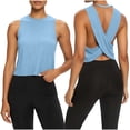 thumbnail image 5 of cocolona Womens Summer Workout Tank Tops Outdoor Lightweight Backless Yoga Shirts Sleeveless Crew Neck Solid Color Tees Blouses, 5 of 5