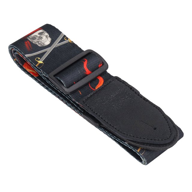 Guitar Strap, Fashionable High Adaptability Comfortable Stable Flame Pattern Bass Shouder Strap for Music Class