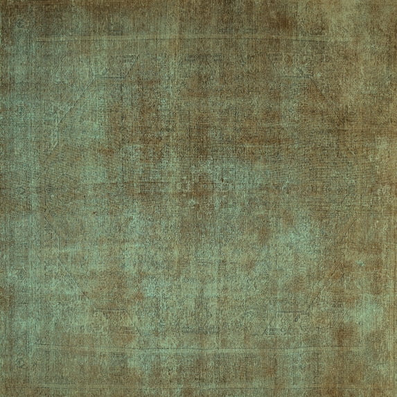 Ahgly Company Machine Washable Indoor Square Persian Turquoise Blue Traditional Area Rugs, 7' Square