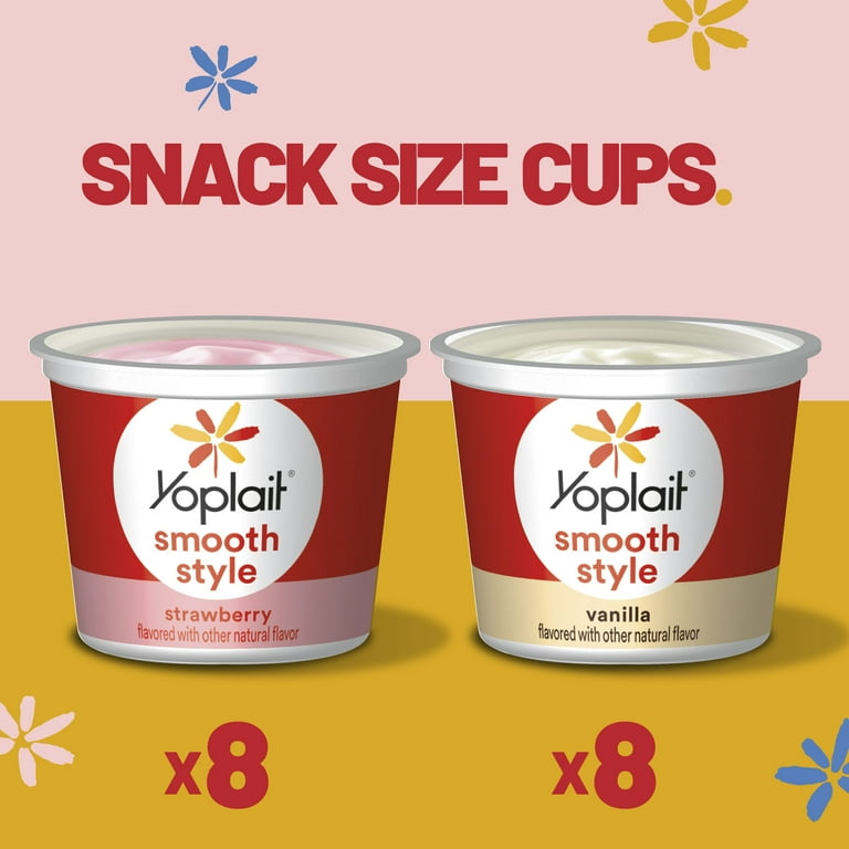 Yoplait Smooth Style Low Fat Yogurt, Snack Cups Variety Pack, 4 LBS, 16  Yogurt Cups