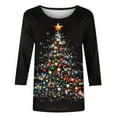 thumbnail image 5 of Fashion Fall Saving LiMoi Women's Holiday Season Blouse Three Quarter Sleeve Round Neck Top with Artistic Tree Print Tees Tshirts Shirts My Items, 5 of 5