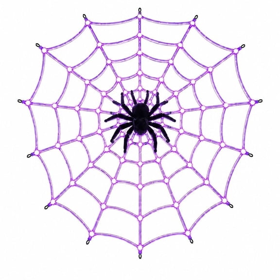 Halloween Decorations Spider Web Lights, Glow Dark Purple Outdoor Indoor Party Ornaments Backdrop Window Wall Centerpieces, Tablecloth Night Plates Topper LED Lighted