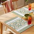thumbnail image 4 of Sage Green Daisy Placemats Set of 12 Farmhouse Floral Green Striped Place Mats Indoor Wipeable Table Mats Washable Cloth Dining Table Placemats for Kitchen Holiday Party Home Decor 13x19 Inch, 4 of 9