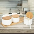 thumbnail image 7 of NEX White Ceramic Sugar Bowls, Set of 3 with Bamboo Lids and Spoon, 7 of 7