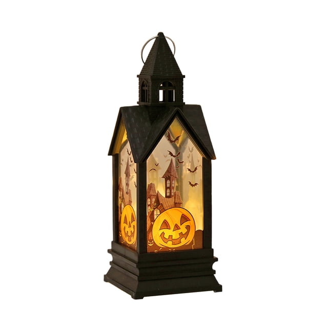 EazyTech LED Hanging Gothic Lantern , Spooky Ghost Pumpkin Nightlight Halloween Decor Indoor for Party Decor, Battery Operated, Holiday Ornament Decorations