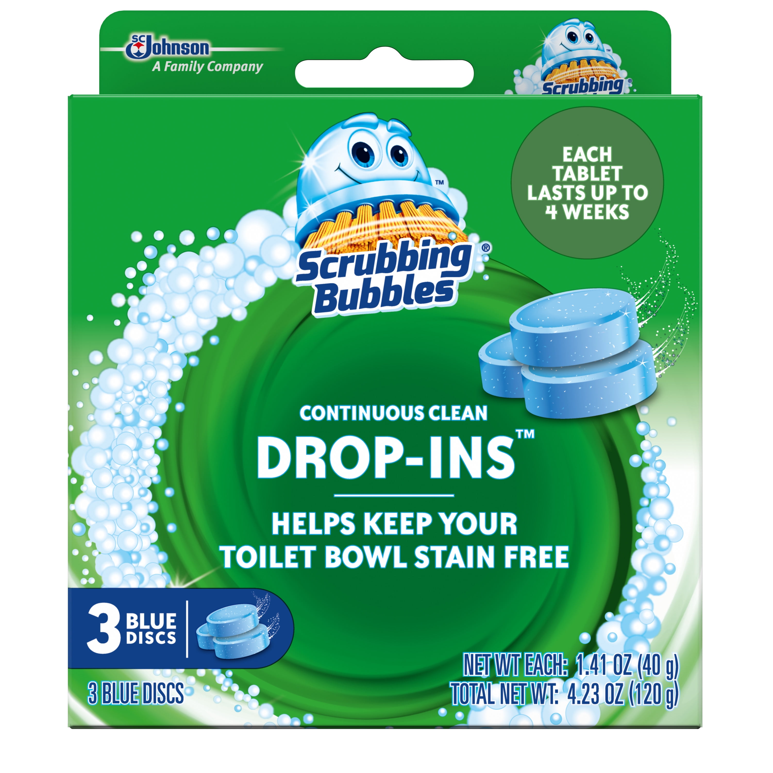 Scrubbing Bubbles Continuous Clean DropIns, Blue Discs, 3 Ct, 4.23 oz
