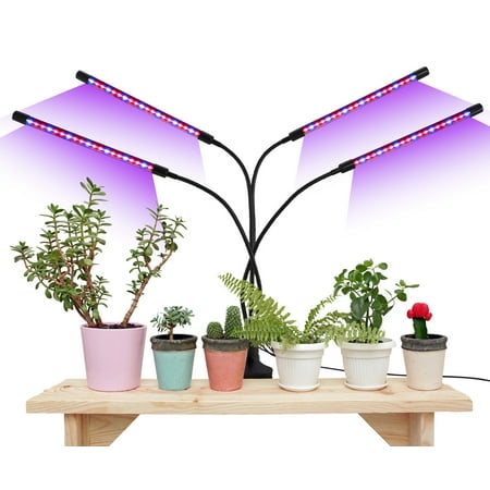 Great Value 4-Head Flexible LED Clamp Grow Light, 20W Selectable Spectrum