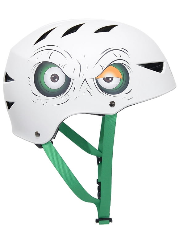 Razor Child Boys Bike Multi-Sport Helmet, White with Green Eyes (Twist Adjust, Ages 5+)