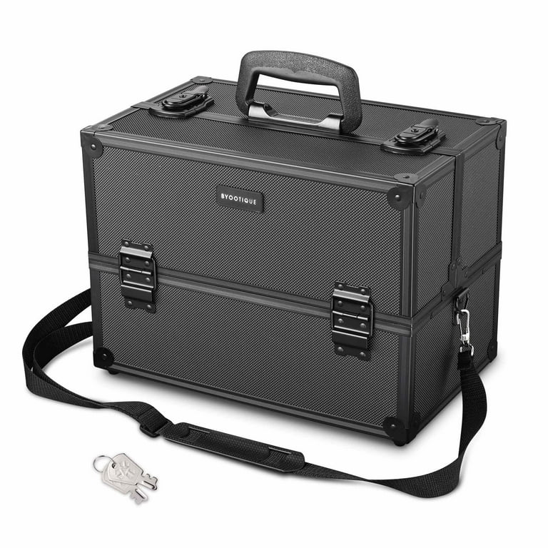 Byootique Portable Travel Makeup Case, Aluminum Cosmetic Train