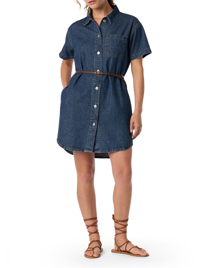 levis denim shirt dress Levi's Lea Short Sleeve Denim Mini Dress