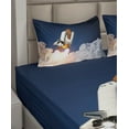 thumbnail image 6 of Ambesonne Outer Space Fitted & Top Sheet Set with Shams, Rocket Lift Blast, White Blue Orange, 6 of 8