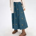 thumbnail image 4 of Levmjia Jupe Midi Décontractée pour Femmes en Velours Côtelé Taille Haute Brodée Florale Imprimée Confort Automne Hiver, 4 of 7