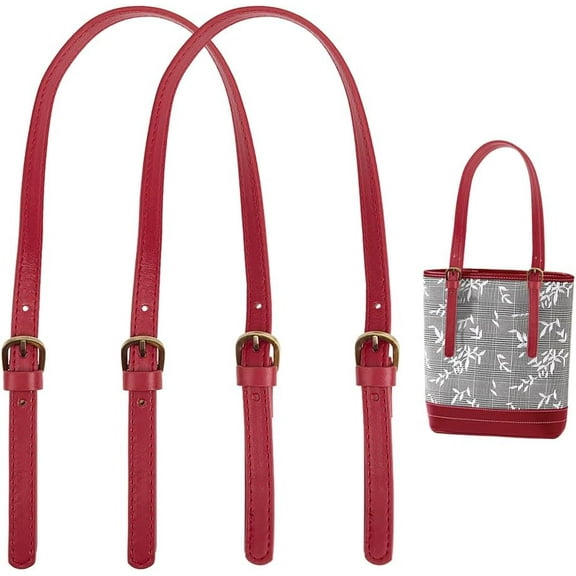 1set 2pcs PU Leather bag Handles 27.2 Inch Adjustable Purse Shoulder Strap Replacement Removable Tote bag Strap Handbag Handles with Sewing Holes bag Accessories for Shopping bag Dark Red