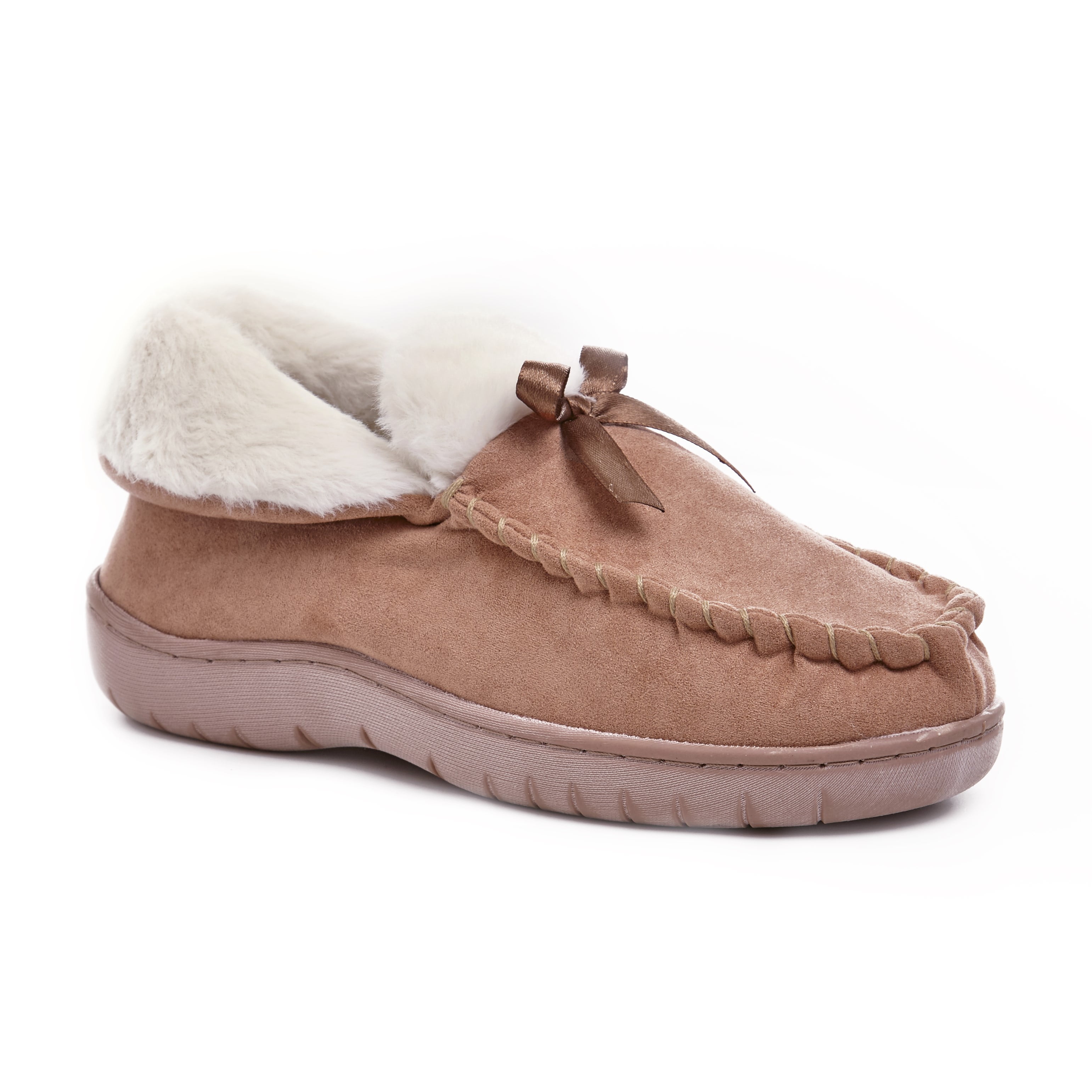 Ladies//Womens Genuine Suede Leather Moccasin//Slippers with Warm Wool Lining