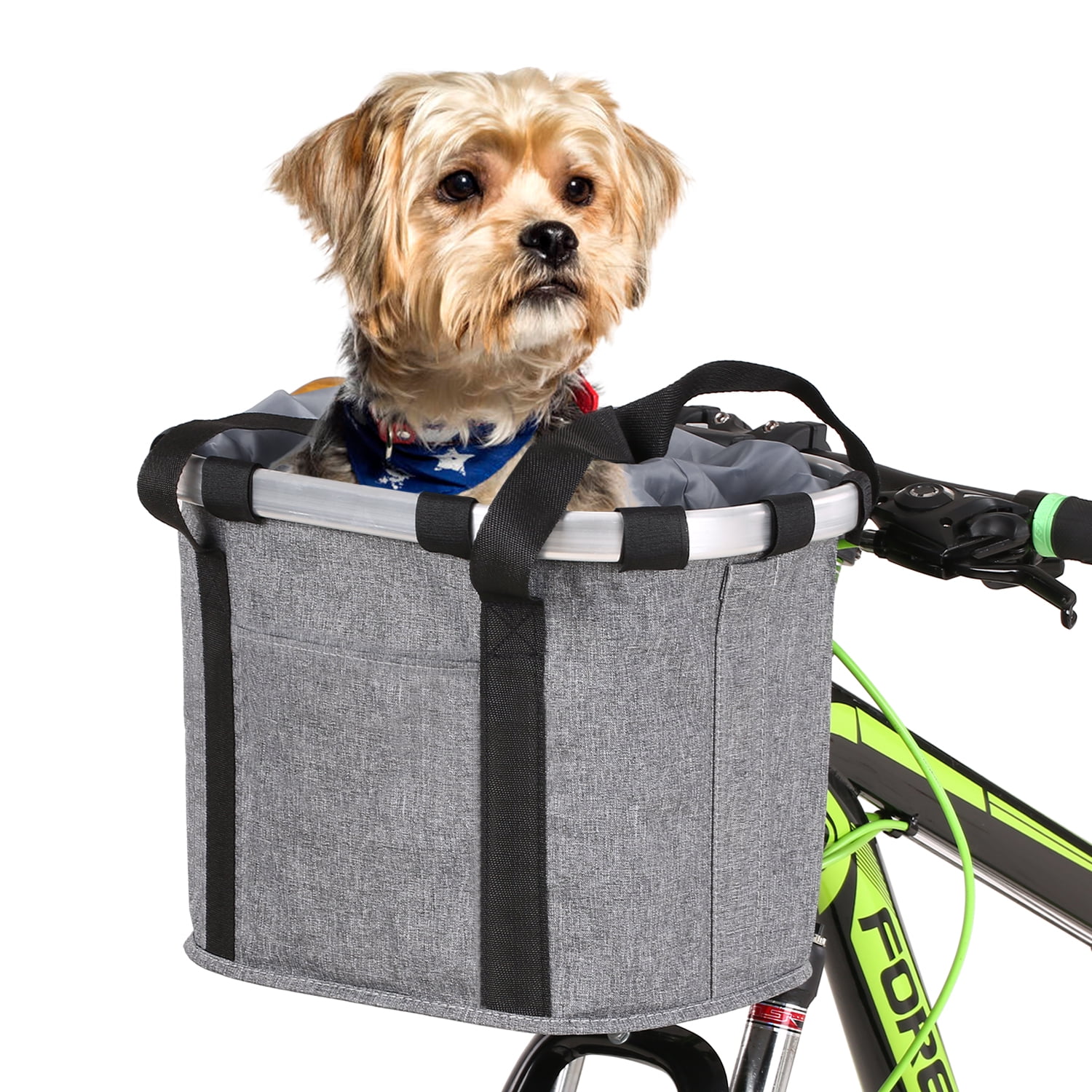 Lixada Bike Detachable Basket Bicycle Front Pet Carrier Canvas Front Bag Aluminum Alloy Frame Pet Basket