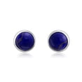 thumbnail image 2 of Bling Jewelry Womens Blue Lapis Bezel Set Round Dome Button Stud Earrings Sterling Silver, 2 of 5