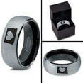 thumbnail image 4 of Tungsten North Dakota The Peace Garden State Heart Band Ring 8mm Men Women Comfort Fit Black Dome Brushed Gray Polished, 4 of 4