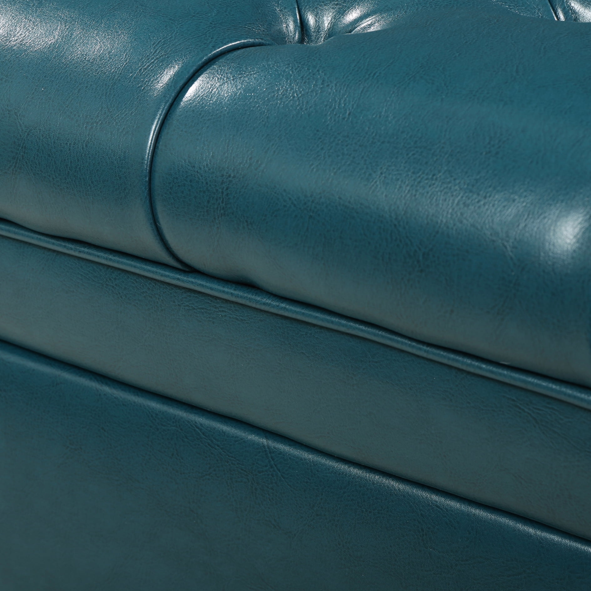 50" Storage Ottoman, Storage Ottoman Bench with Wooden Legs and Safety Hinge, Tufted Entryway Bedroom Bench, Holds up to 330 lb, for Living Room, Bedroom, Teal