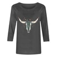 thumbnail image 5 of Jsaierl Women's 3/4 Length Sleeve Tops Summer Round Neck Shirts Fashion Print Petite Blouses Soft Elegant Tunic Top S-2XL, 5 of 5