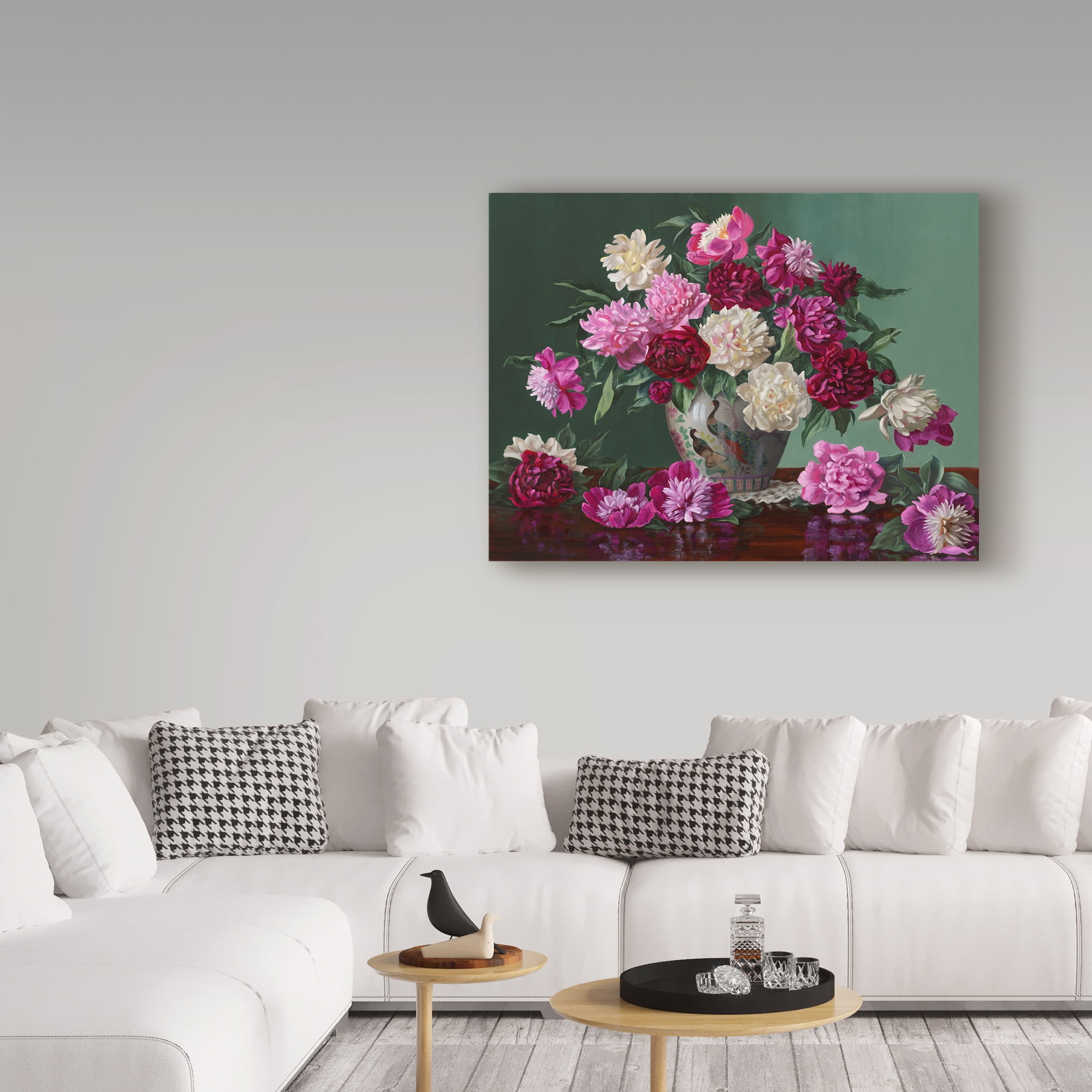 Trademark Fine Art 'Peonies In Peacock Vase' Canvas Art by Christopher Pierce
