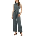 thumbnail image 2 of INSPIRE CHIC Women's Ankle Tie Waist Workwear Button Front Sleeveless Jumpsuit L Grey, 2 of 7