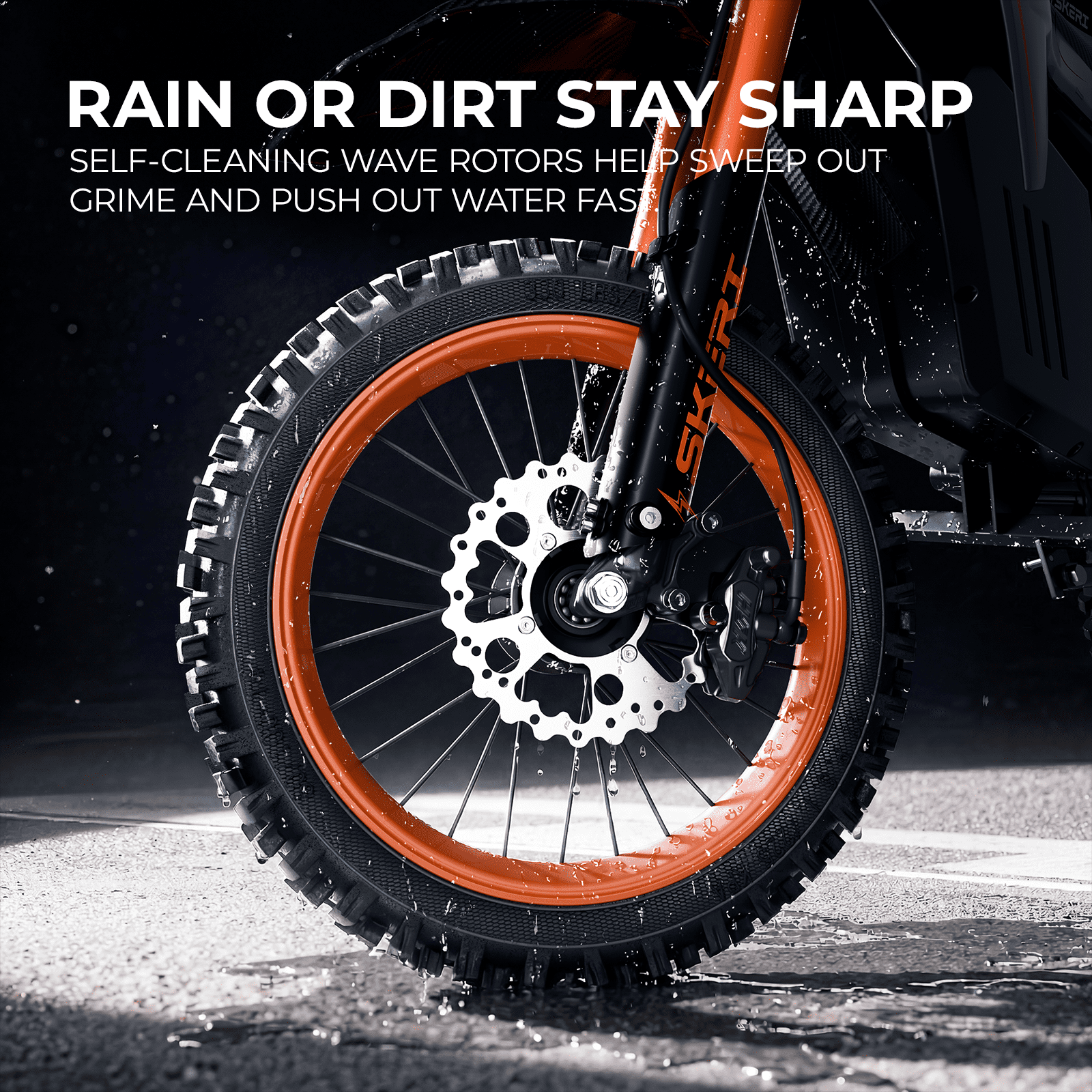 Skeri Electric Dirt Bike for Teens Adults, 14"/12" Fat Tire 2000W (Peak 3200W) 48V 21AH Battery 37MPH Hydraulic off-Road Age 13+ Orange