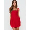 thumbnail image 2 of Red Eyelet A-Line Mini Dress With Square Neck And Back Bow Tie F12565, 2 of 30