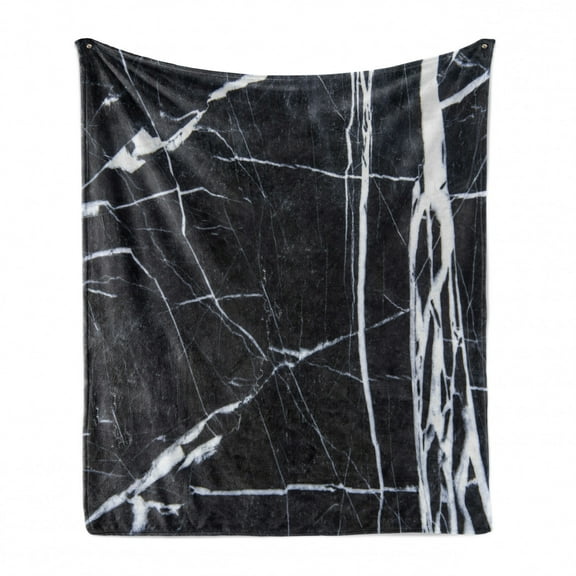 Marble Print Soft Flannel Fleece Throw Blanket, Grunge Natural Gemstone Nostalgic Architecture Culture Design, Cozy Plush for Indoor and Outdoor Use, 60" x 80", Charcoal Grey White, by Ambesonne