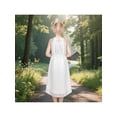 thumbnail image 5 of Sunny Fashion Girls Dress Ivory Halter Textured Dot High Low Back Tie Wedding Birthday Summer 12 Years, 5 of 7