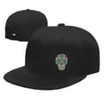 thumbnail image 7 of DouZhe Flat Brim Cap Snapback Hat, Abstract Sugar Skull Prints Adjustable Black Adult Baseball Cap, 7 of 7